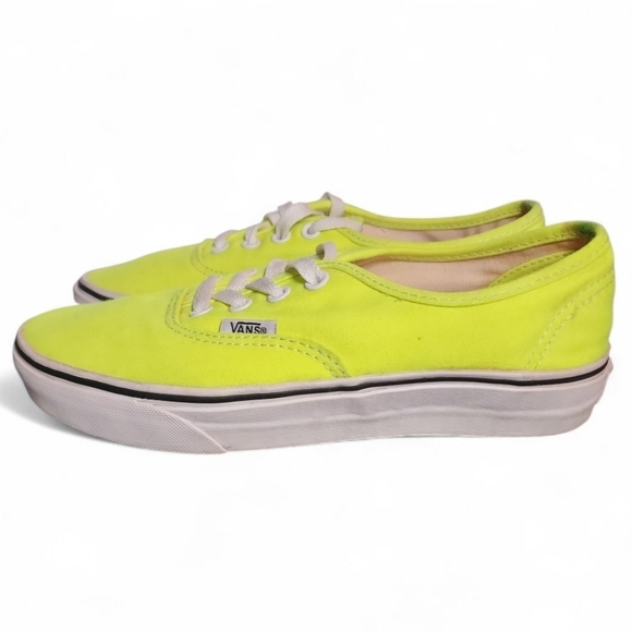 Neon Green Vans Authentic Sneakers Unisex Highlighter Low Top Men 5.5 Women 7 - Picture 4 of 12